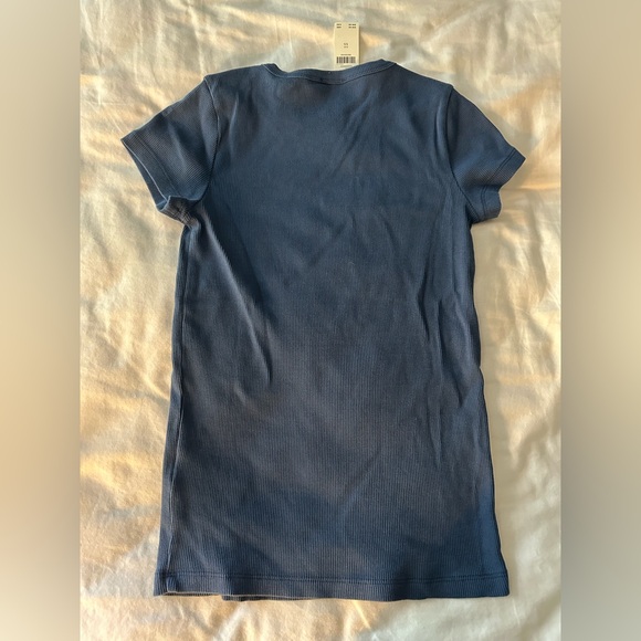 NWT Anthropologie Maeve Navy Blue Ribbed T-Shirt with Anchor Embroidery - Picture 7 of 7